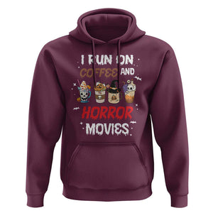 Funny Halloween Hoodie I Run On Coffee And Horror Movies Pumpkin Witch Hat TS11 Maroon Print Your Wear