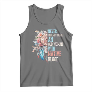 Native American Tank Top Never Underestimate An Old Woman With Native Blood Dreamcatcher TS11 Black Heather Print Your Wear