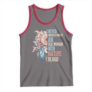 Native American Tank Top Never Underestimate An Old Woman With Native Blood Dreamcatcher TS11 Deep Heather Red Print Your Wear