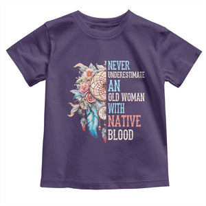 Native American Toddler T Shirt Never Underestimate An Old Woman With Native Blood Dreamcatcher TS11 Purple Print Your Wear