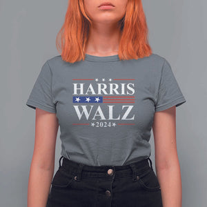 Harris Walz 2024 T Shirt For Women President Election Campaign American Flag TS11 Charcoal Print Your Wear