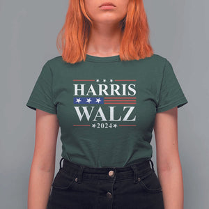 Harris Walz 2024 T Shirt For Women President Election Campaign American Flag TS11 Dark Forest Green Print Your Wear