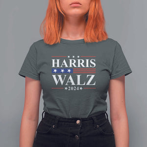 Harris Walz 2024 T Shirt For Women President Election Campaign American Flag TS11 Dark Heather Print Your Wear