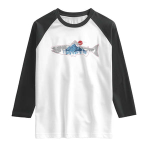 Trout Fly Fish Nature Montane Forest Fishing Camping Raglan Shirt TS11 White Black Print Your Wear