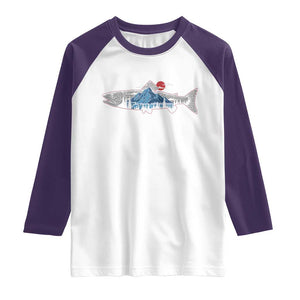 Trout Fly Fish Nature Montane Forest Fishing Camping Raglan Shirt TS11 White Purple Print Your Wear