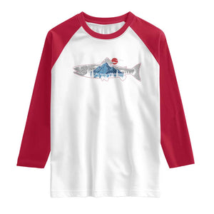 Trout Fly Fish Nature Montane Forest Fishing Camping Raglan Shirt TS11 White Red Print Your Wear
