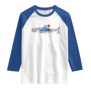 Trout Fly Fish Nature Montane Forest Fishing Camping Raglan Shirt TS11 White Royal Print Your Wear