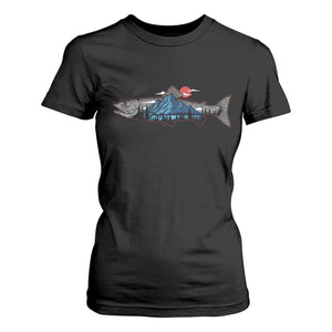 Trout Fly Fish Nature Montane Forest Fishing Camping T Shirt For Women TS11 Black Print Your Wear