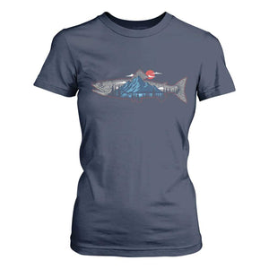 Trout Fly Fish Nature Montane Forest Fishing Camping T Shirt For Women TS11 Navy Print Your Wear