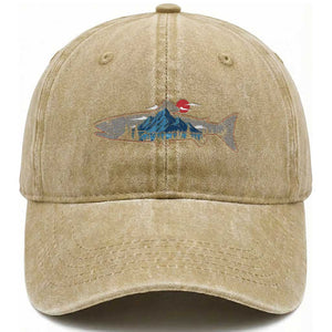 Trout Fly Fish Nature Montane Forest Fishing Camping Washed Cotton Baseball Cap TS11 Print Your Wear