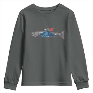 Trout Fly Fish Nature Montane Forest Fishing Camping Youth Sweatshirt TS11 Dark Heather Print Your Wear