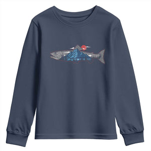 Trout Fly Fish Nature Montane Forest Fishing Camping Youth Sweatshirt TS11 Navy Print Your Wear