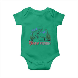 Gone Fishing Baby Onesie Trout Fishing Lover Montane Forest TS11 Irish Green Print Your Wear