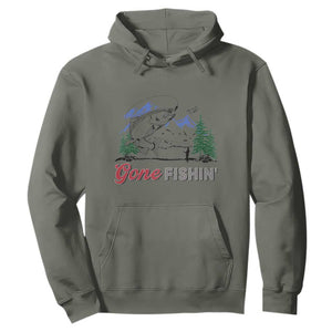 Gone Fishing Hoodie Trout Fishing Lover Montane Forest TS11 Military Green Print Your Wear