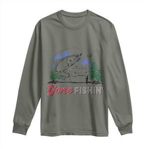 Gone Fishing Long Sleeve Shirt Trout Fishing Lover Montane Forest TS11 Military Green Print Your Wear