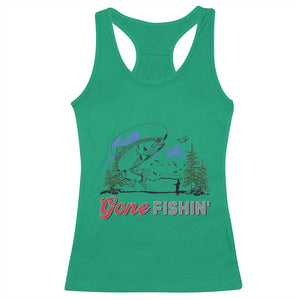 Gone Fishing Racerback Tank Top Trout Fishing Lover Montane Forest - Print Your Wear