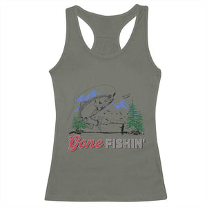 Gone Fishing Racerback Tank Top Trout Fishing Lover Montane Forest TS11 Military Green Print Your Wear