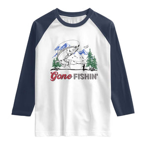 Gone Fishing Raglan Shirt Trout Fishing Lover Montane Forest TS11 White Navy Print Your Wear