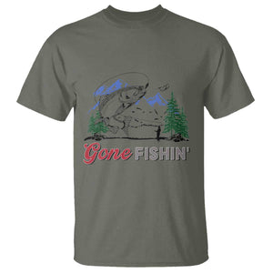 Gone Fishing T Shirt Trout Fishing Lover Montane Forest TS11 Military Green Print Your Wear