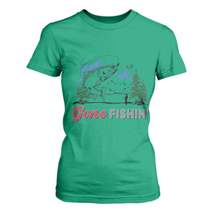 Gone Fishing T Shirt For Women Trout Fishing Lover Montane Forest TS11 Irish Green Print Your Wear