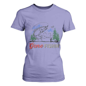 Gone Fishing T Shirt For Women Trout Fishing Lover Montane Forest TS11 Violet Print Your Wear