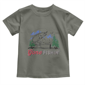 Gone Fishing Toddler T Shirt Trout Fishing Lover Montane Forest TS11 Military Green Print Your Wear