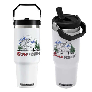 Gone Fishing Flip Straw Tumbler Trout Fishing Lover Montane Forest TS11 One Size: 30 oz White Print Your Wear