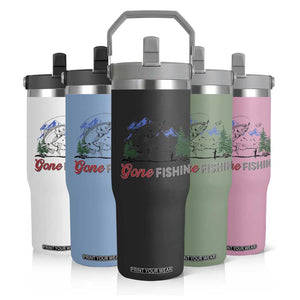 Gone Fishing Flip Straw Tumbler Trout Fishing Lover Montane Forest TS11 Print Your Wear