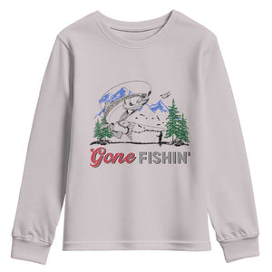 Gone Fishing Youth Sweatshirt Trout Fishing Lover Montane Forest TS11 Ice Gray Print Your Wear