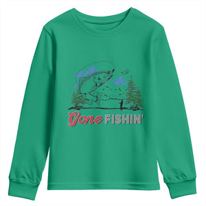 Gone Fishing Youth Sweatshirt Trout Fishing Lover Montane Forest TS11 Irish Green Print Your Wear
