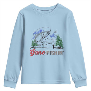 Gone Fishing Youth Sweatshirt Trout Fishing Lover Montane Forest TS11 Light Blue Print Your Wear