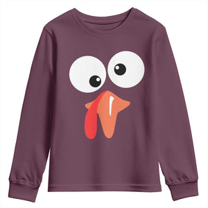 Funny Thanksgiving Youth Sweatshirt Silly Turkey Autumn Season TS11 Maroon Print Your Wear