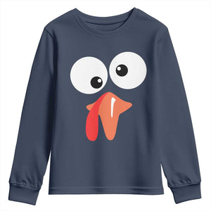 Funny Thanksgiving Youth Sweatshirt Silly Turkey Autumn Season TS11 Navy Print Your Wear