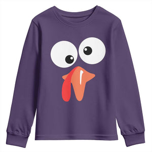 Funny Thanksgiving Youth Sweatshirt Silly Turkey Autumn Season TS11 Purple Print Your Wear