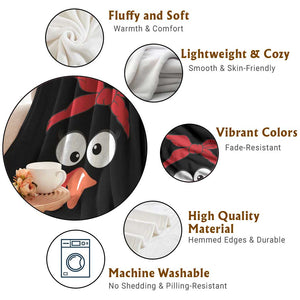 Funny Thanksgiving Throw Blanket Silly Turkey Autumn Season Hens Ribbon TS11 Print Your Wear