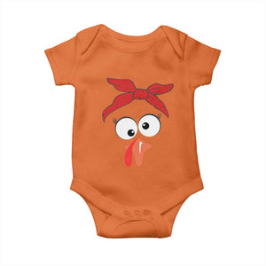 Funny Thanksgiving Baby Onesie Silly Turkey Autumn Season Hens Ribbon TS11 Orange Print Your Wear