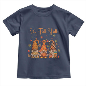Autumn Season Baby Shirt It's Fall Y'all Gnomies Thanksgiving Maple Leaf TS11 Navy Print Your Wear