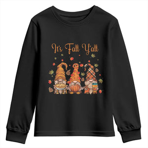 Autumn Season Youth Sweatshirt It's Fall Y'all Gnomies Thanksgiving Maple Leaf TS11 Black Print Your Wear