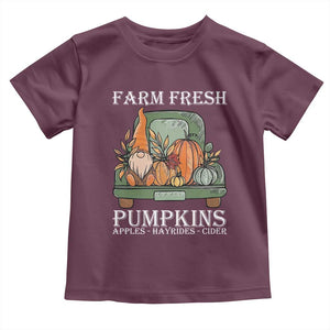 Thanksgiving Baby Shirt Farm Fresh Pumpkins Apples Hayrides Cider Autumn Season TS11 Maroon Print Your Wear