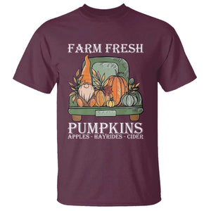 Thanksgiving T Shirt Farm Fresh Pumpkins Apples Hayrides Cider Autumn Season TS11 Maroon Print Your Wear