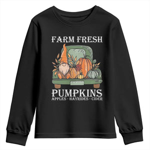 Thanksgiving Youth Sweatshirt Farm Fresh Pumpkins Apples Hayrides Cider Autumn Season TS11 Black Print Your Wear