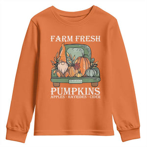 Thanksgiving Youth Sweatshirt Farm Fresh Pumpkins Apples Hayrides Cider Autumn Season TS11 Orange Print Your Wear