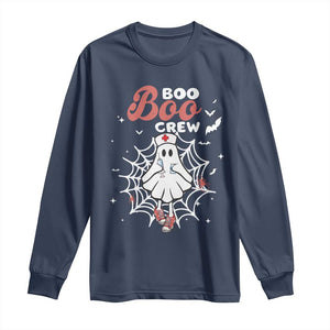Halloween Nurse Long Sleeve Shirt Boo Boo Crew Cute Ghost Nursing TS11 Navy Print Your Wear