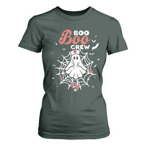 Halloween Nurse T Shirt For Women Boo Boo Crew Cute Ghost Nursing TS11 Dark Forest Green Print Your Wear
