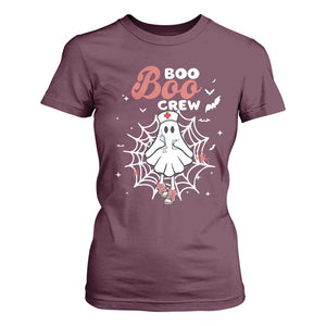 Halloween Nurse T Shirt For Women Boo Boo Crew Cute Ghost Nursing TS11 Maroon Print Your Wear