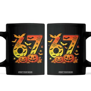 Funny 67 Halloween Coffee Mug Spooky Six Seven Meme Gen Alpha Slang TS11 Black Print Your Wear