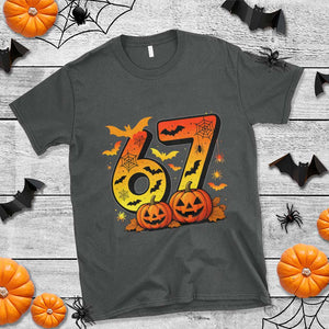 Funny 67 Halloween T Shirt Spooky Six Seven Meme Gen Alpha Slang TS11 Dark Heather Print Your Wear