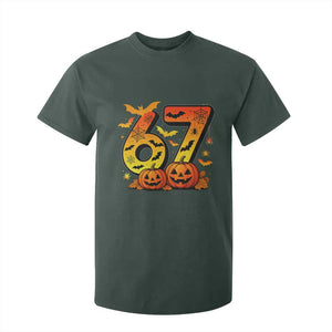 Funny 67 Halloween T Shirt For Kid Spooky Six Seven Meme Gen Alpha Slang TS11 Dark Forest Green Print Your Wear