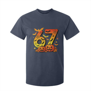 Funny 67 Halloween T Shirt For Kid Spooky Six Seven Meme Gen Alpha Slang TS11 Navy Print Your Wear