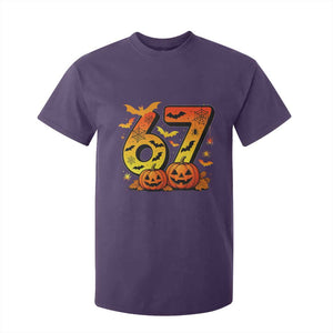 Funny 67 Halloween T Shirt For Kid Spooky Six Seven Meme Gen Alpha Slang TS11 Purple Print Your Wear
